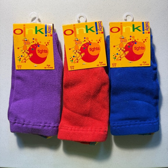 Oink Baby Tights Size 0-6 Age Up To 6 Months 3 Pair Multiple Colors NWT - Picture 1 of 2